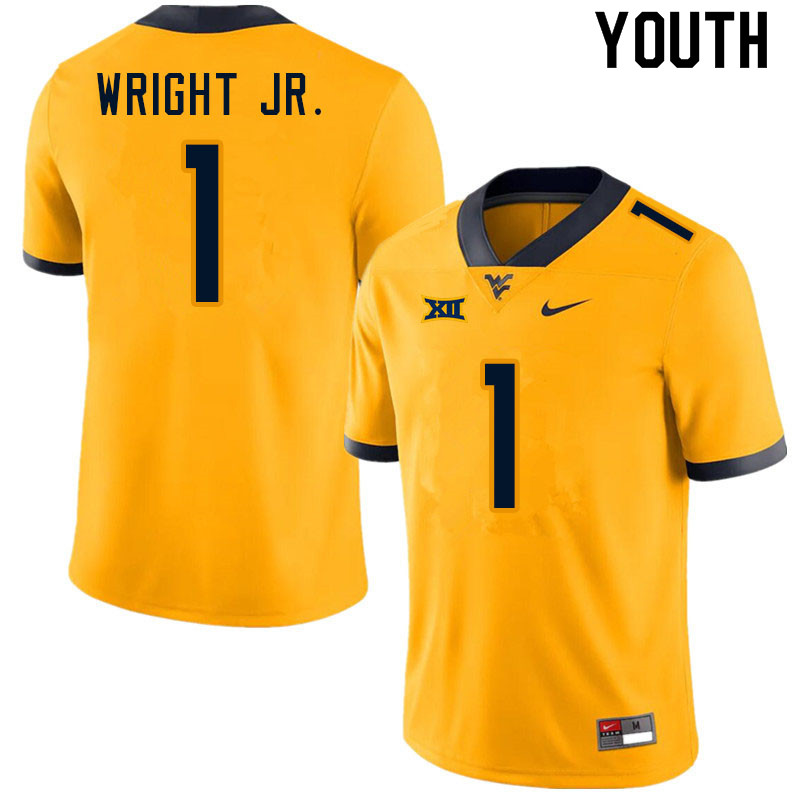 NCAA Youth Winston Wright Jr. West Virginia Mountaineers Gold #1 Nike Stitched Football College Authentic Jersey GK23K02SZ